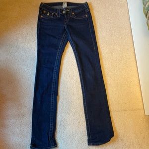 Dark wash low rise jeans